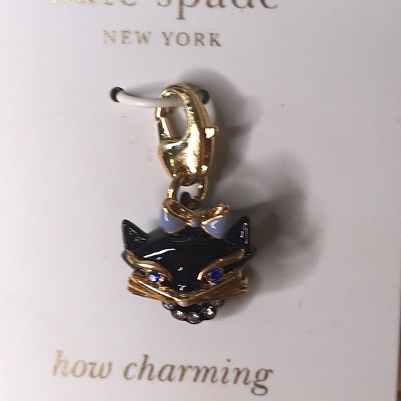 Kate Spade New York How Charming Black Cat with Blue Eyes Sparkly Dangle Charm - Picture 6 of 15